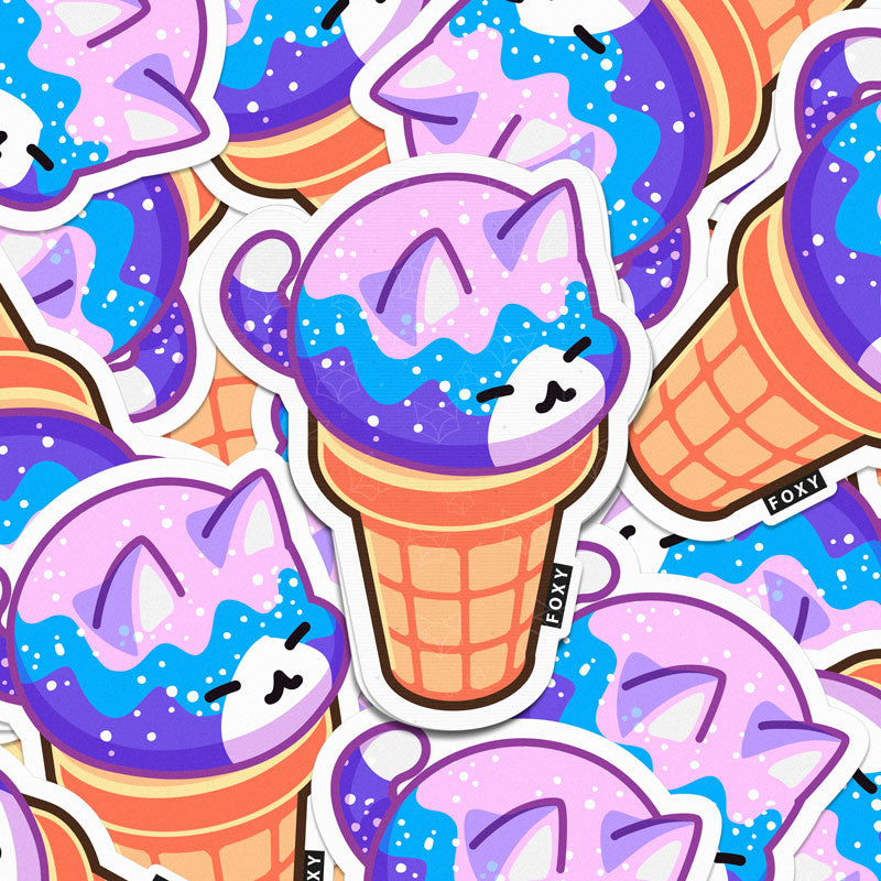 Galaxy Ice Cream Cat - Sticker